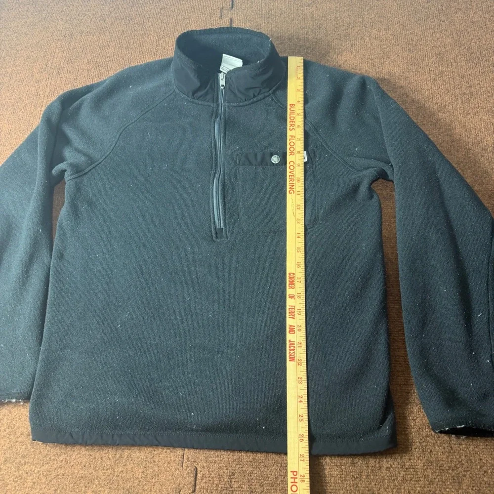 B- The North Face Mens Black Quarter Zip Fleece Pullover Jacket Size Medium